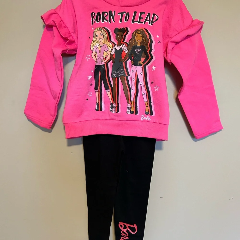Barbie 5T Fleece Hoodie and Leggings Set